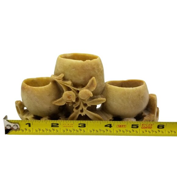 Vintage Hand-Carved Soapstone Floral Brush Pot - Picture 12 of 16